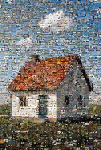 Mosaïque photo de maison: créez une image composée de nombreuses photos de chantier