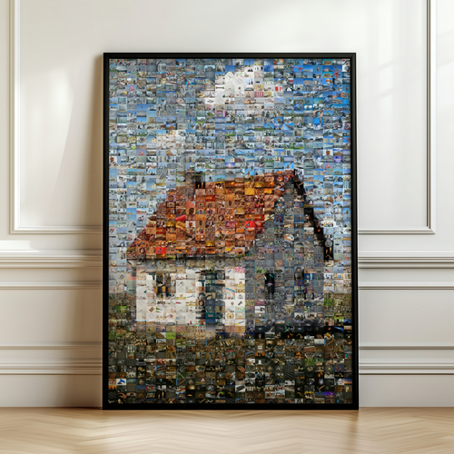 Mosaïque photo de maison: créez une image composée de nombreuses photos de chantier